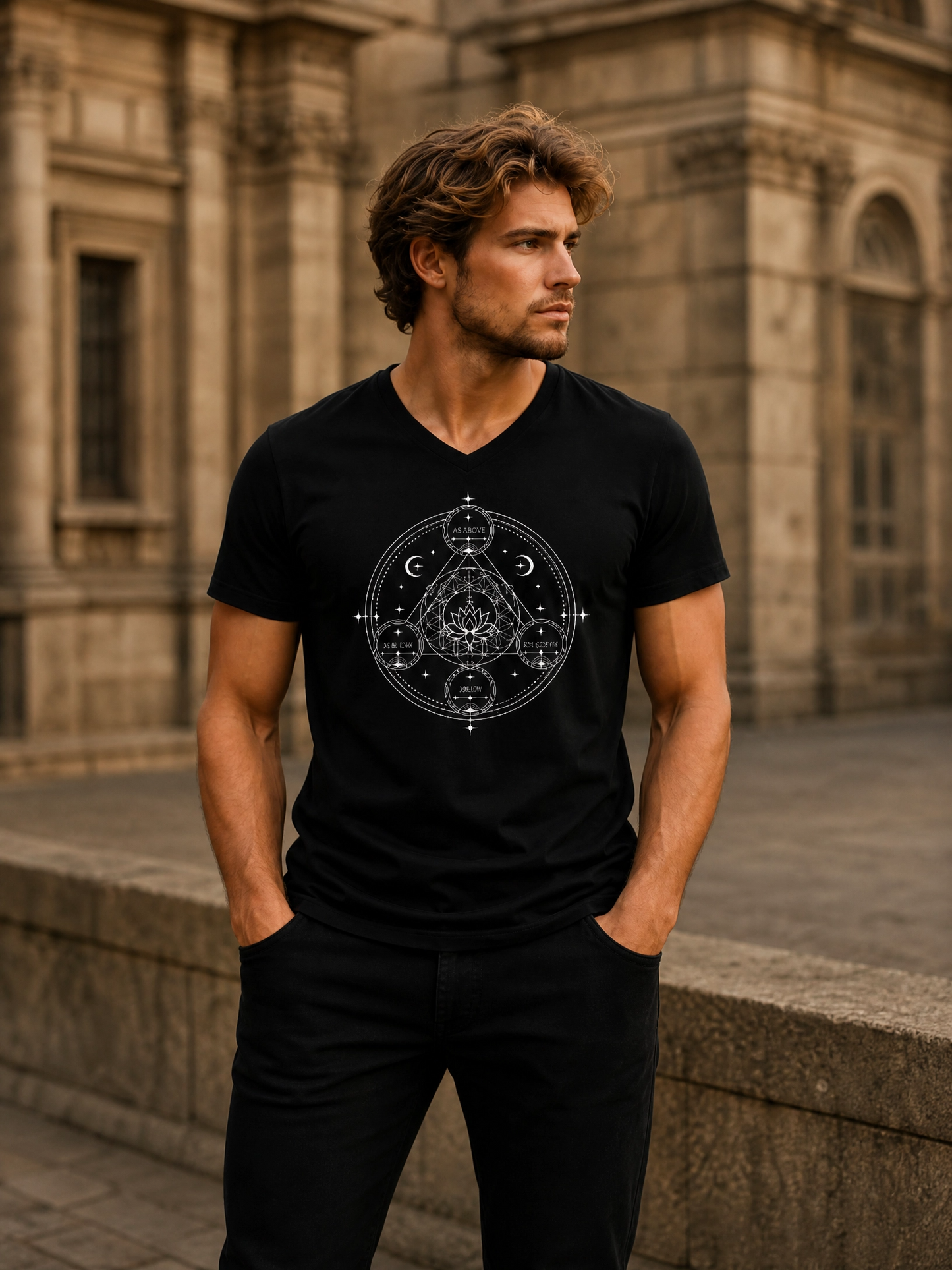 Unisex Short Sleeve V-Neck T-Shirt
